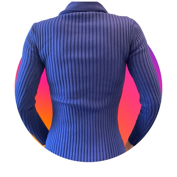 Cowl Neck Sweater, blue, soft, stretchy for multi size fit, w/ sunscreen, Sz S - Picture 2 of 8